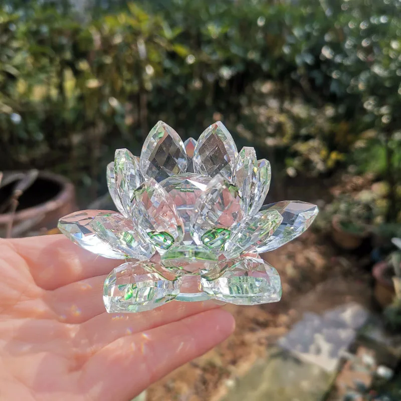 Adorno De Loto De Cristal (verde, 80 Mm), Adorno Artesanal De Vidrio.