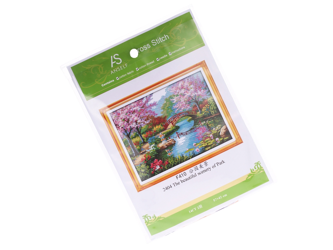 Kit De Punto De Cruz De 14 Piezas - Bordado De Paisaje De Parque - Decoración Del Hogar Diy - 57x45cm