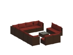 vidaXL Set muebles de jardín 13 pzas y cojines ratán sintético marrón