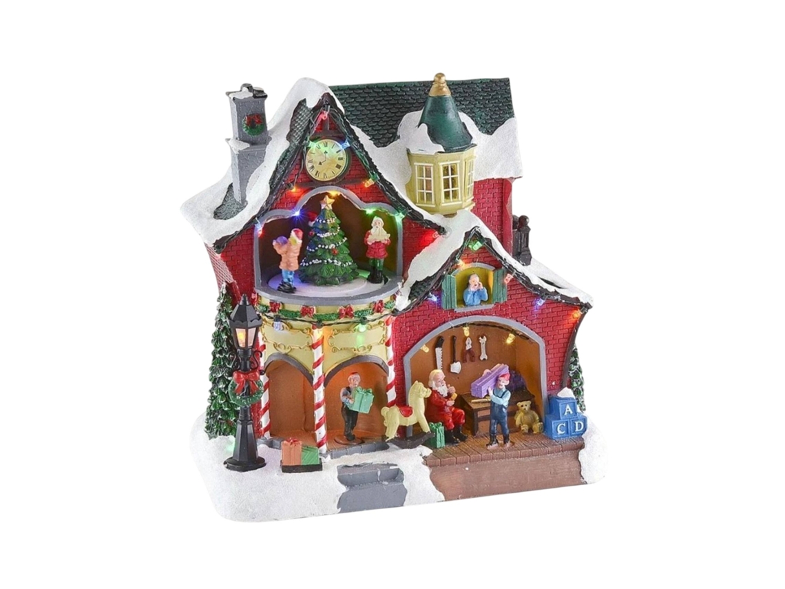 Decoración navideña Well Home: Taller de Papá Noel con 31 luces LED y música.