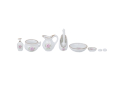 Ats-8 Piezas Accesorios De Muebles Miniatura Diy Para Casa De Muñecas 1:12 Porcelana Baño Rosa