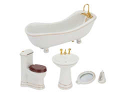 Ats-set De Baño Para Casa De Muñecas 1:12 Piezas De Porcelana Miniatsura Muebles Juguetes Accesorios