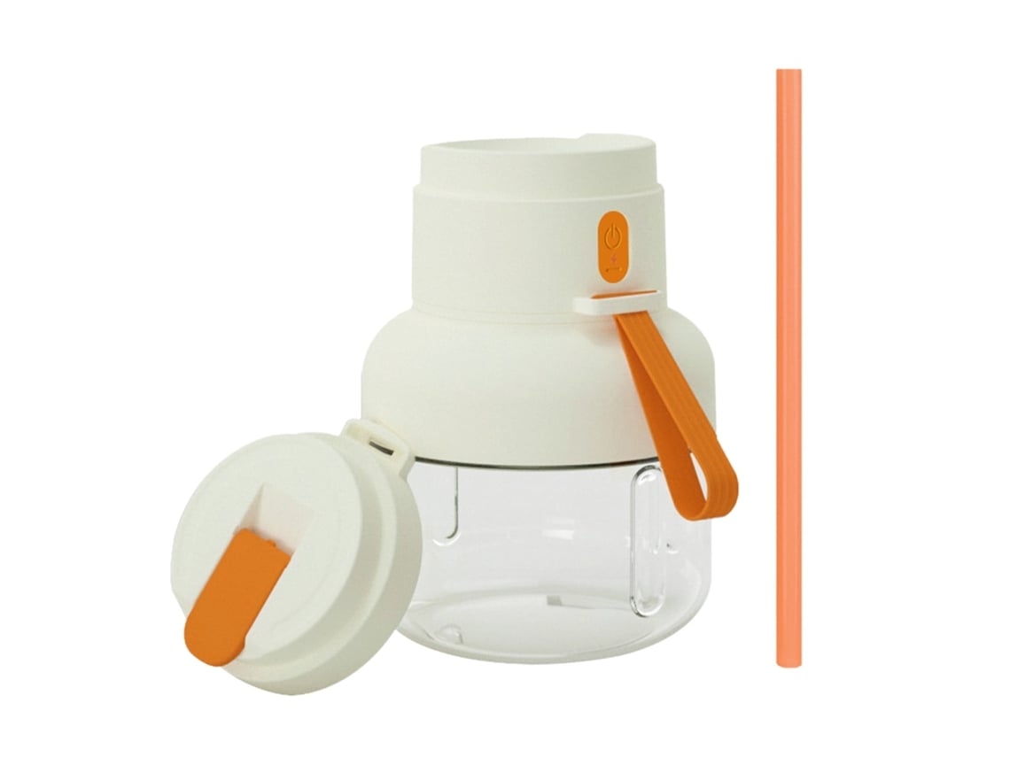 Exprimidor Portátil De Gran Capacidad 850ml Con Dos Tapas Y Pajita Naranja Veanxin