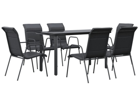 Conjunto 7 de comedor para jardín VIDAXL acero y textilene negro