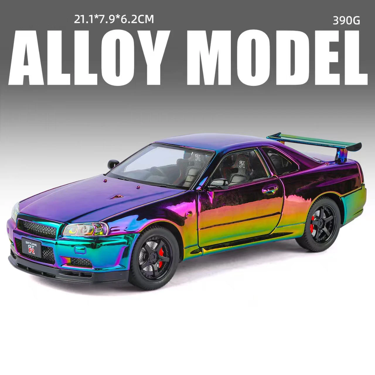 (morado) Coche De Juguete A Escala 1:24 De Aleación Con Efectos De Sonido Y Luz.