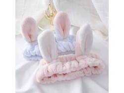 Set 4 Diademas Felpa Pelo Orejas Conejo Lavar Rostro Maquillar Bañar Materiales Elásticos