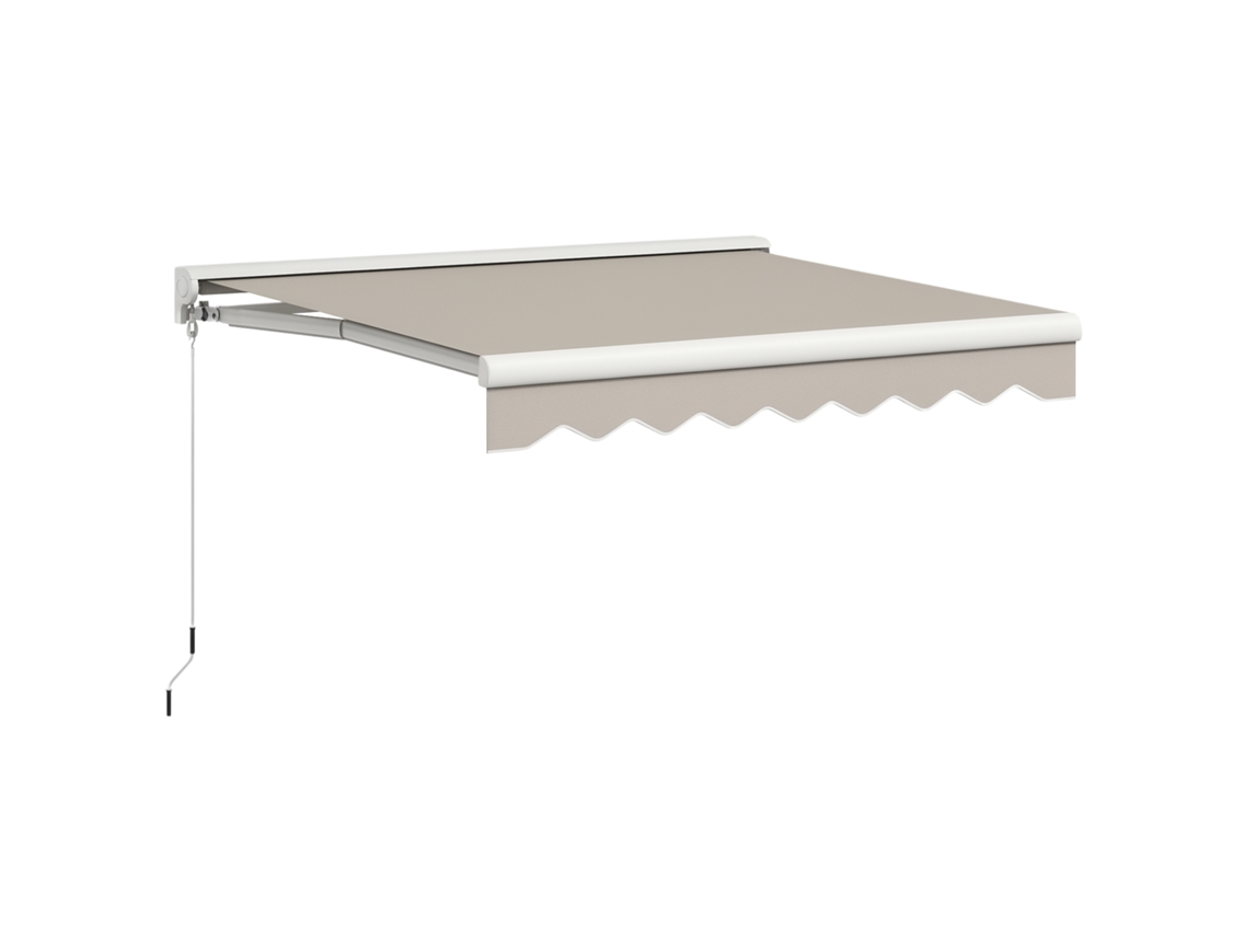 Toldo eléctrico retráctil de 250x200 cm con mando a distancia, color crema aluminio.