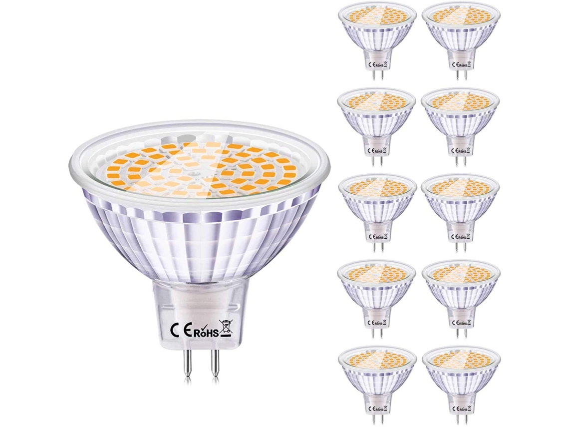 Bombilla LED MR16 GU5.3, ahorro de energía, luz blanca cálida, 6 W, reemplazo para bombillas halógenas de 50 W, 540 lúmenes, 2700 K, no regulable, CA/CC