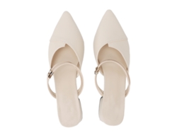 Elegantes Sandalias Blancas De Tacón Con Pedrería, Punta Afilada Y Puntera Cerrada, Talla 38.