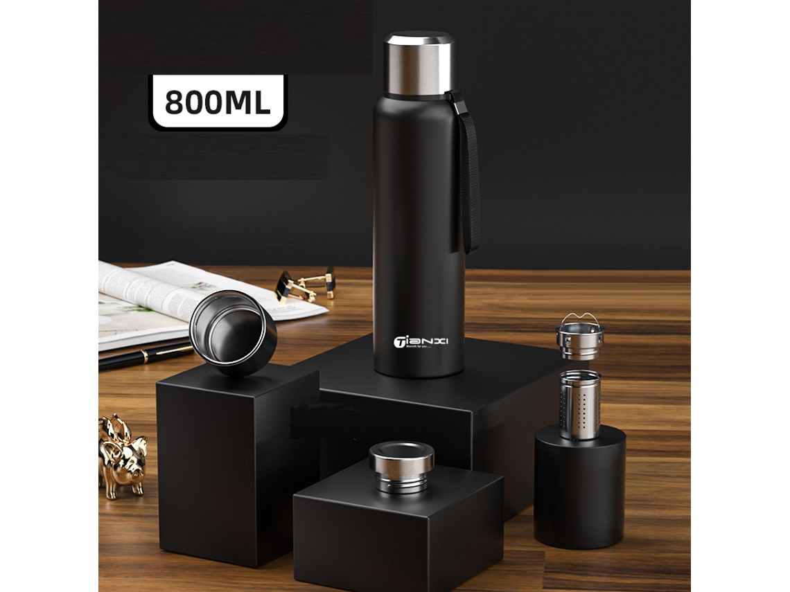 Termo De Acero Inoxidable De Gran Capacidad (800 Ml), Diseño A Prueba De Fugas, Portátil Y Resistente.