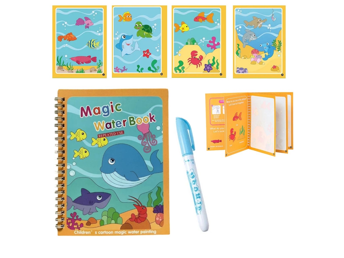 Libro Para Colorear Con Agua (mundo Oceánico), Reutilizable, Juguete Mágico Para Pintar.