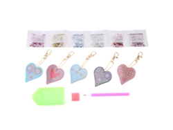 Llavero de resina con forma de corazón de diamante, decoración DIY