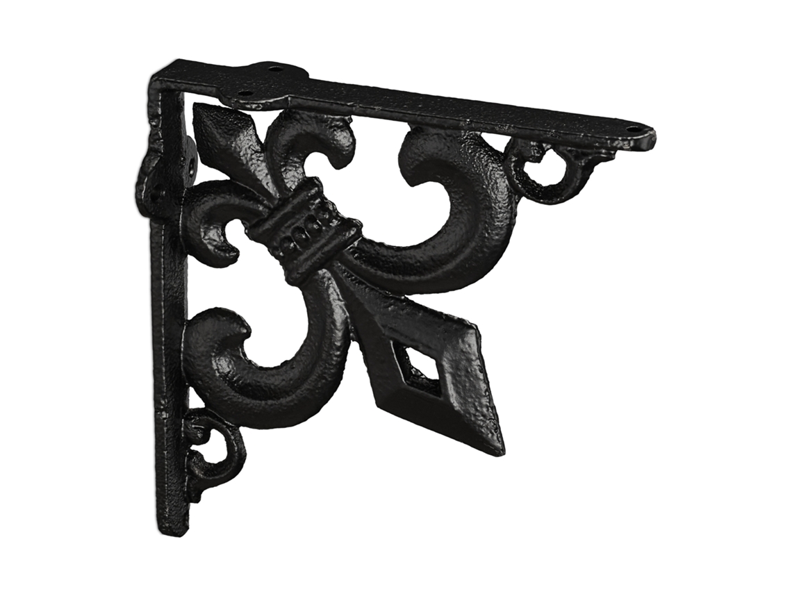 Soporte para estante antiguo Relaxdays, 2 unidades, hierro fundido, adorno de lirio, negro