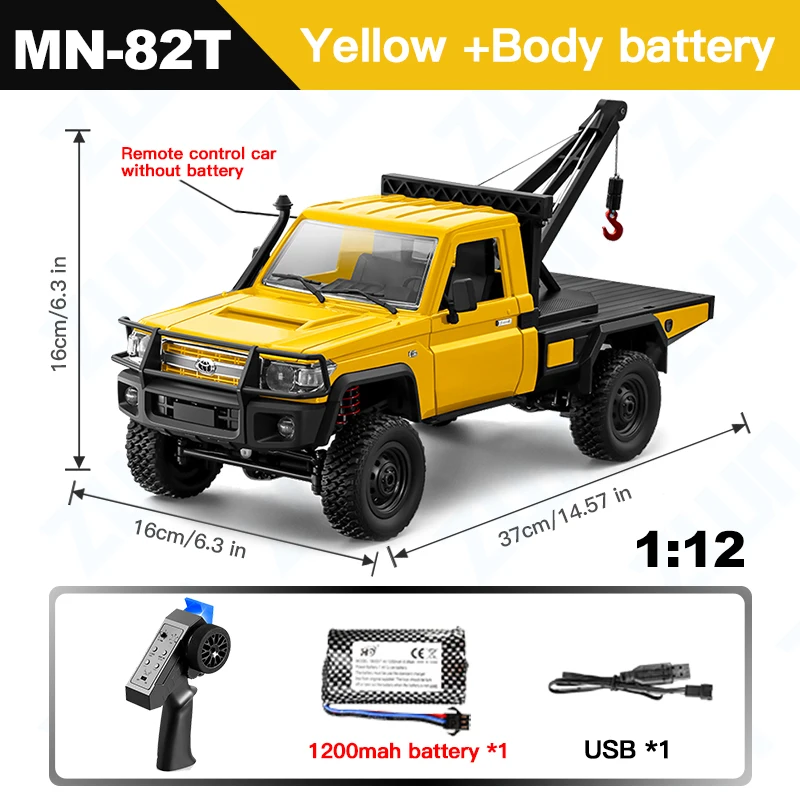 Coche Teledirigido De Escalada (amarillo) 2.4g, Modelo 4x4, Juguete Apto Para Niños Y Adultos.