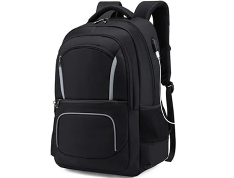 Mochila para Hombre con Mochila USB Mochila para Exteriores Bolsa De Negocios Impermeable De Gran Capacidad-Negro