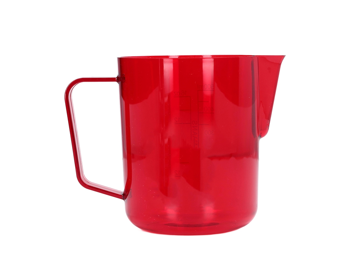 Jarra de café acrílica de 600 ml con boquilla Eagle, antirroturas, para espumar, color rojo