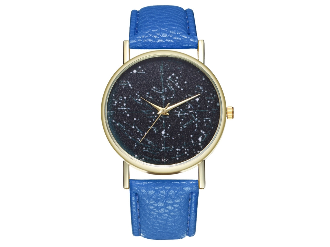Reloj Analógico De Cuarzo Para Mujer Y Hombre Con Correa De Pu Azul Real