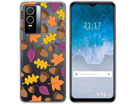 Carcasa para Vivo Y76 5G TUMUNDOSMARTPHONE Dibujos Transparente Otoño Multicolor