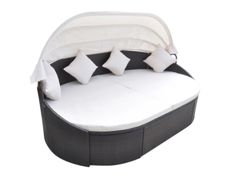MAISON EXCLUSIVE Tumbona con dosel de ratán sintético marrón