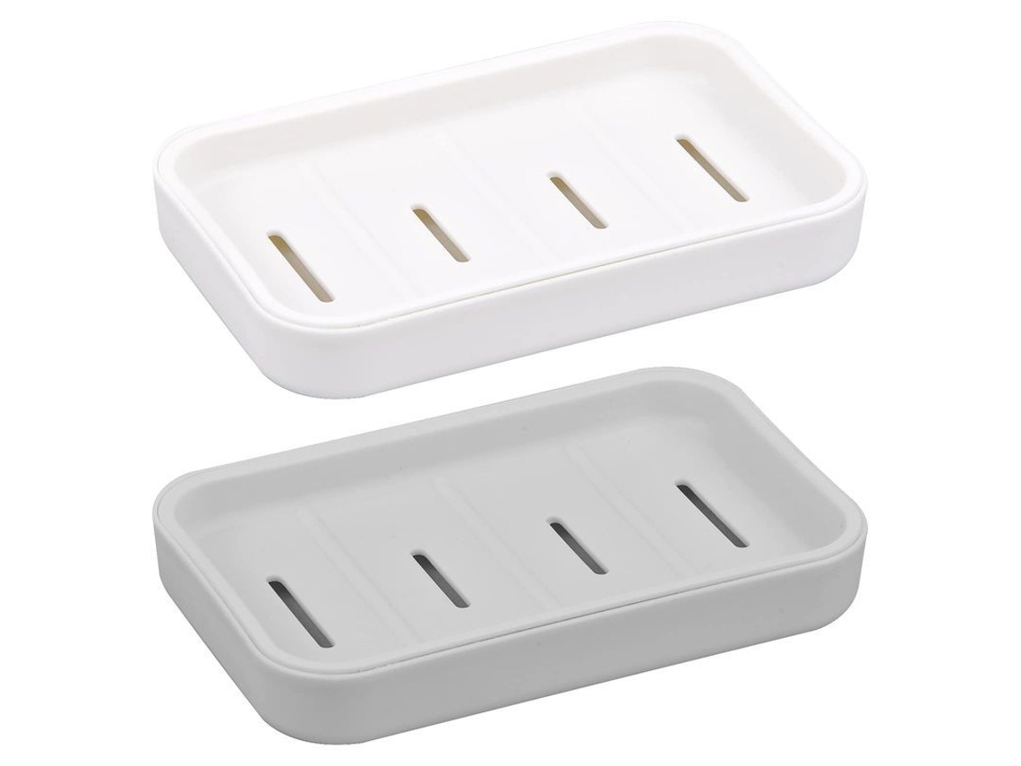 2026-linjou 2 Platos De Jabón De Plástico Impermeable Con Drenaje, Caja De Jabón Compacta Para Baño Y Cocina