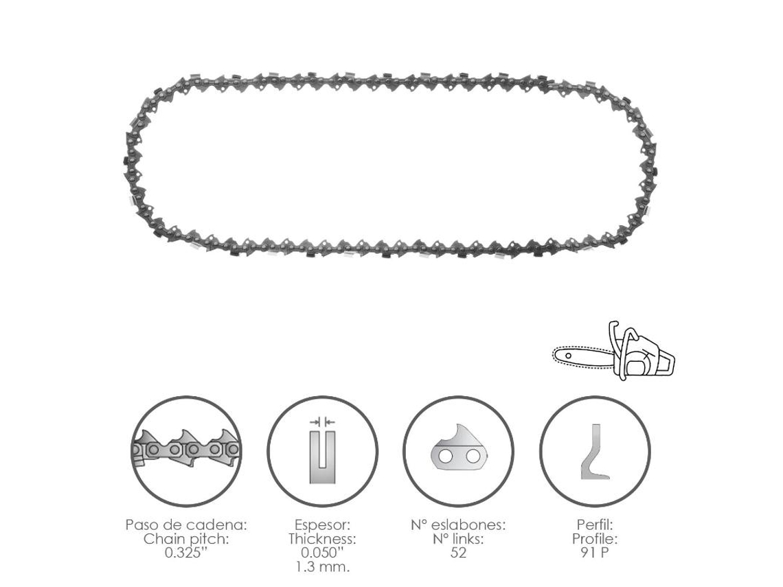 Cadena motosierra 0.325 / 0.050 1,3 mm. / 66 eslabones / 91 p