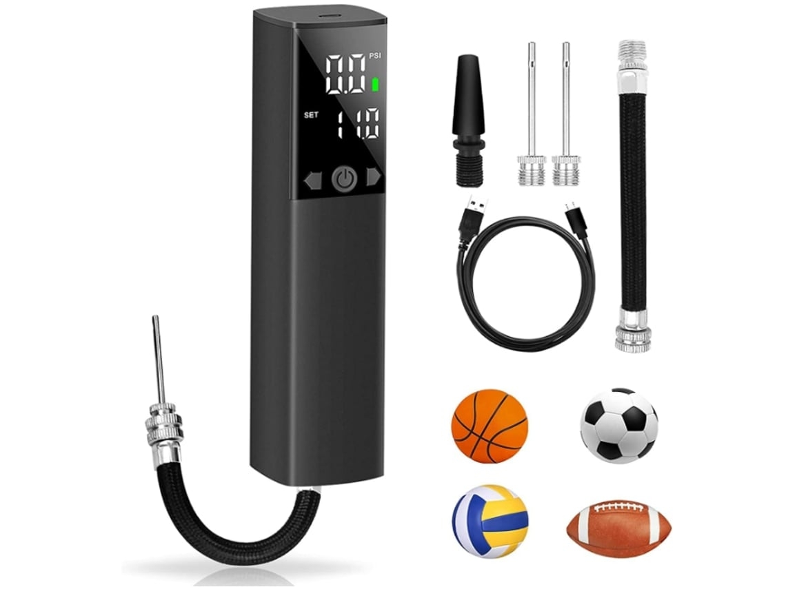 Bomba de aire eléctrica inteligente para balones deportivos, color negro, con manómetro preciso, Gusshious