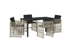 Conjunto de comedor de jardín de 5 piezas - Muebles de comedor de jardín de mimbre gris claro HARLANV1