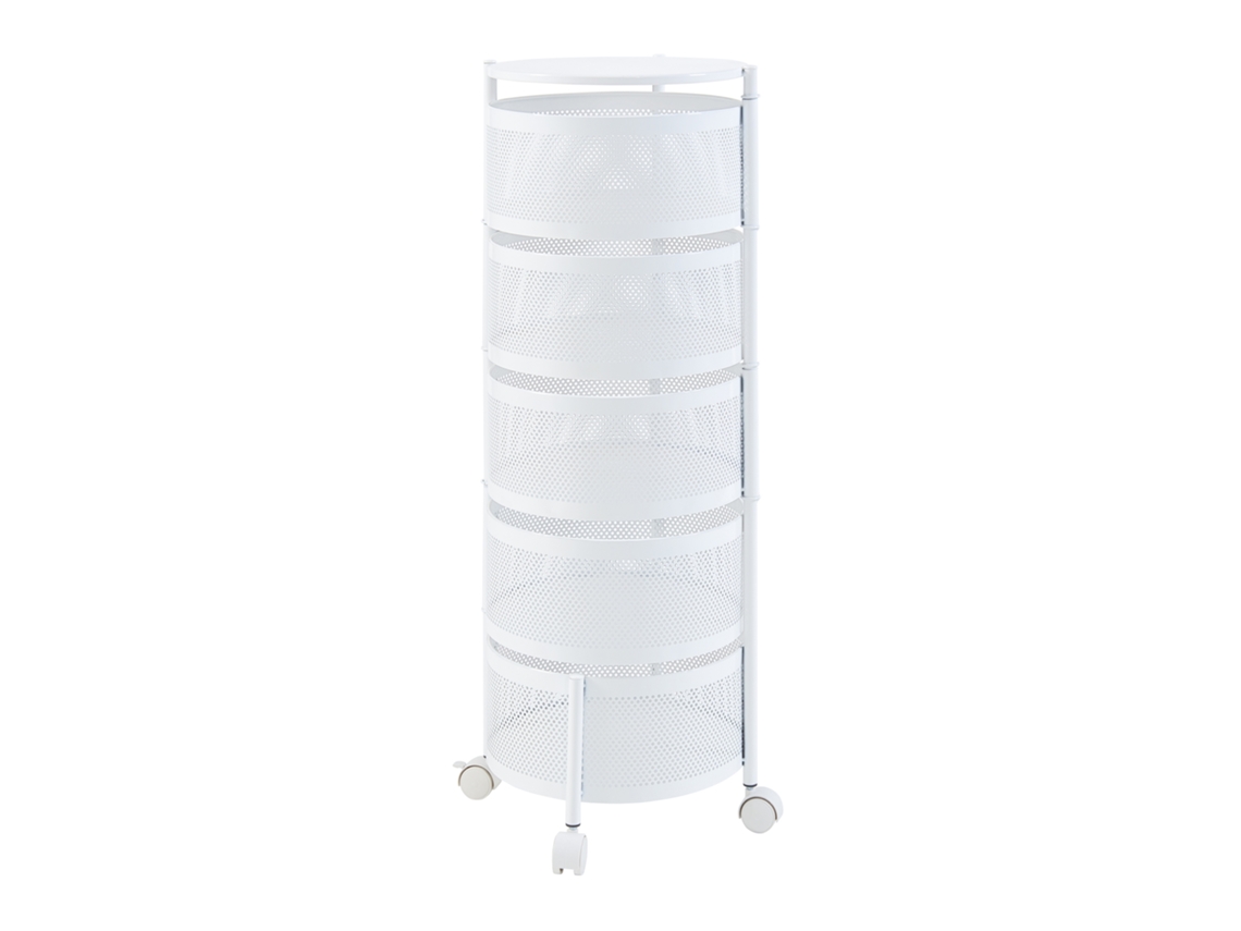 Carrito de cocina Steigen con 5 cestas redondas acero 90xØ33cm - Blanco [EN.CASA]