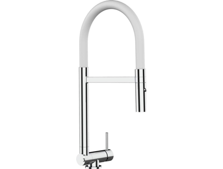 Grifo de Cocina VIZIO Plegable Hasta 45 Mm Tubo Giratoria 360° Cromado Blanco (Latón)