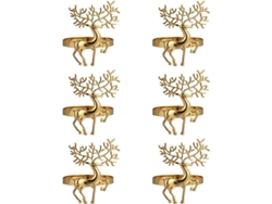 2026-anillos Para Servilletas Navideños De Aleación, 6 Piezas, Reno Dorado, Decoración De Mesa Para Bodas, Navidad Y Fiestas