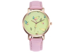 Reloj De Pulsera Unisex Con Esfera De Frutas Y Correa De Pu Rosa A La Moda.