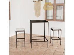 Conjunto de bar de jardín de 3 piezas con cojines de mimbre marrón de DKD Home Decor
