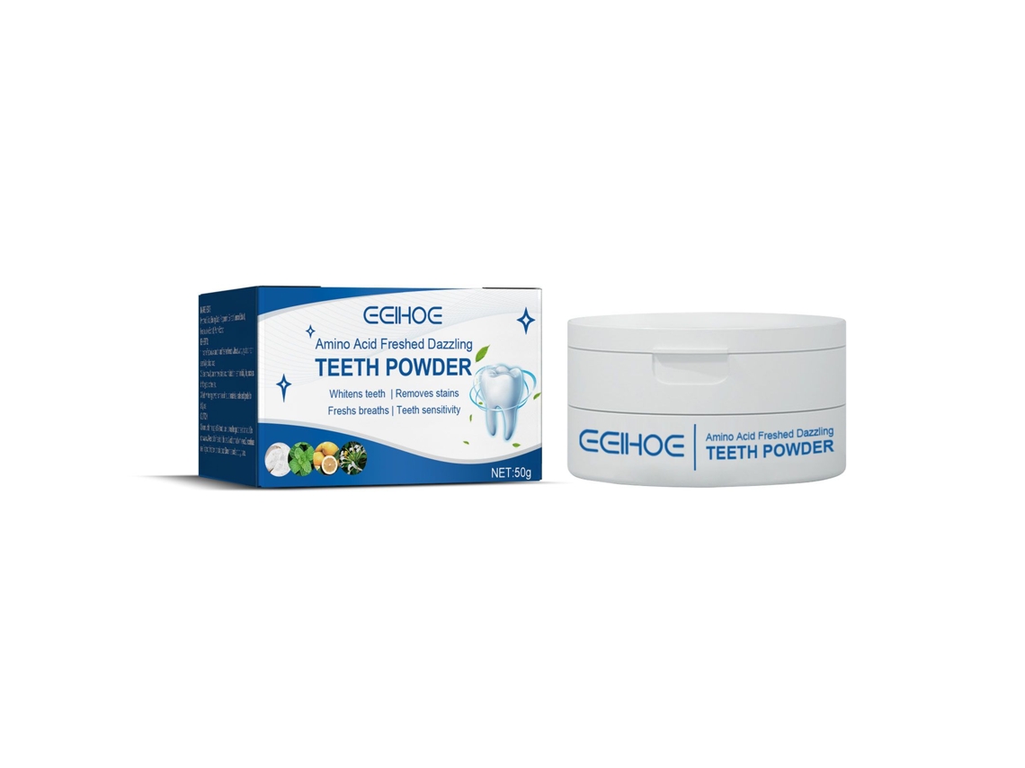 Polvo blanqueador dental para un blanqueamiento dental de acción rápida.