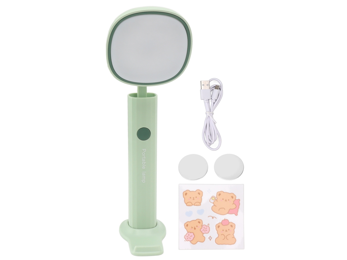 Lámpara de oficina plegable recargable 2026 con imán potente, luz nocturna ajustable para leer y estudiar, color verde.