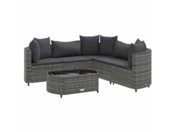 Conjunto de 6 sofás de jardín de mimbre gris con cojines MAISON EXCLUSIVE (80x200 cm)
