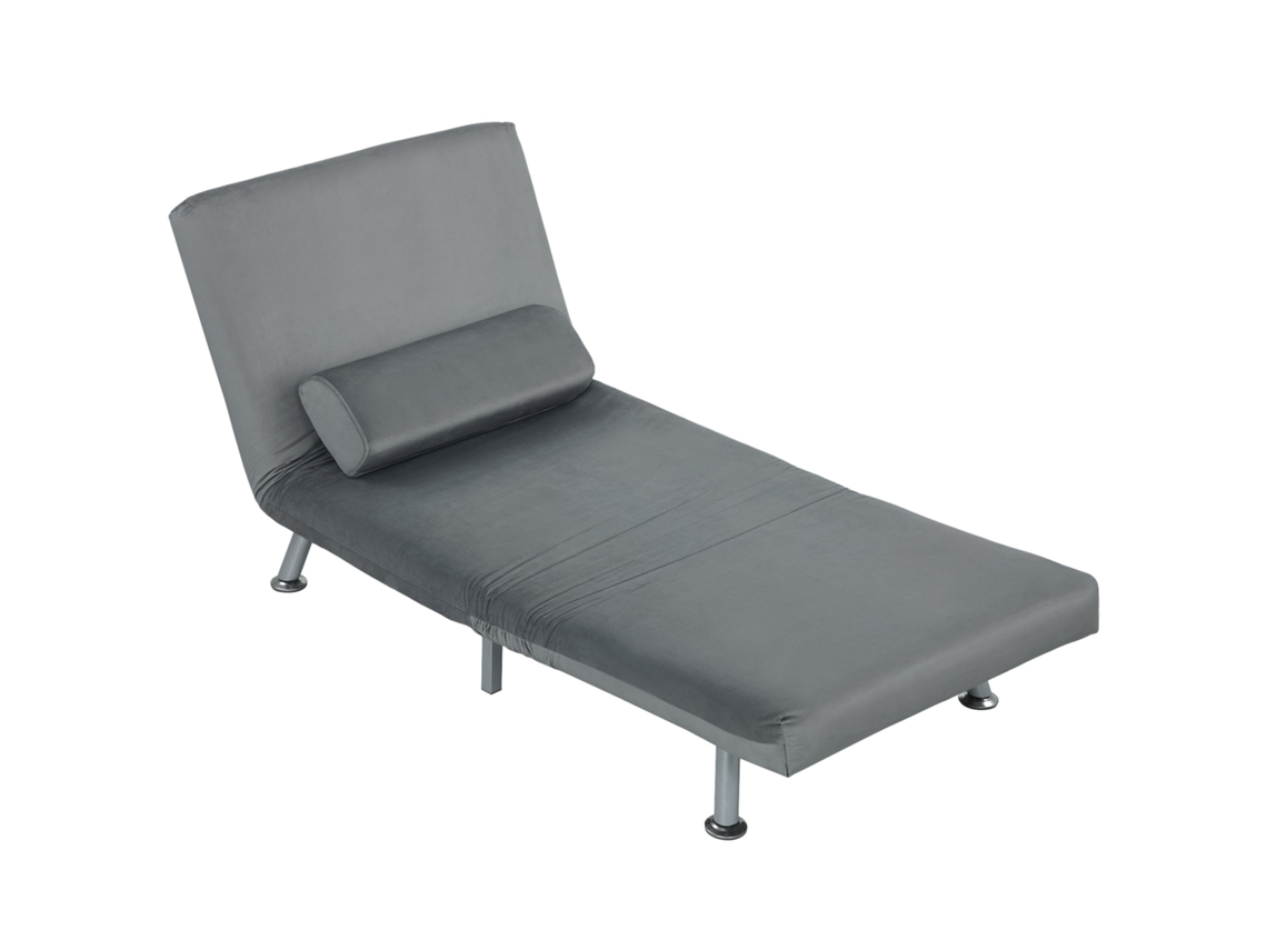 Sofá cama reclinable de terciopelo gris 75x70x75cm