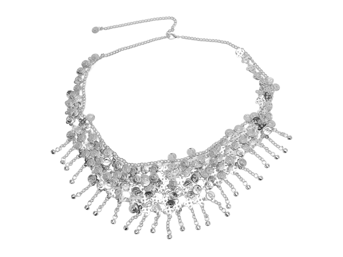 Cinturón De Cadera Para Danza Del Vientre Con Cadena Plateada - Accesorio Para Vestuario De Danza Del Vientre