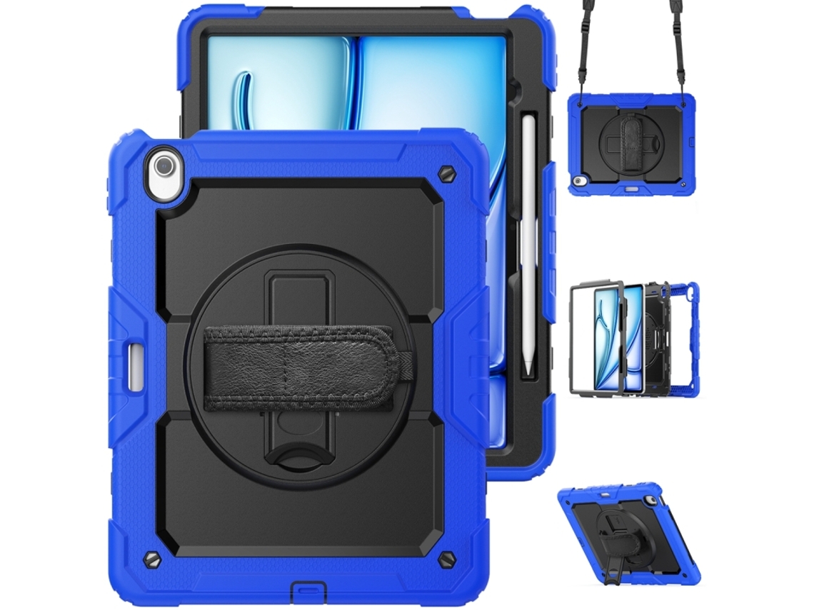 Capa Para Ipad Air 13 2026/2025/2024 13 Polegadas À Prova De Choque,com Suporte E Alça De Ombropreto + Azul Escuro