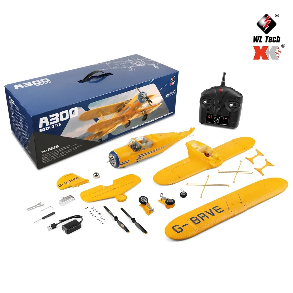 Avión Planeador Biplano Cuadrilátero Con Control Remoto, Modelo De Dron Sin Escobillas (amarillo)