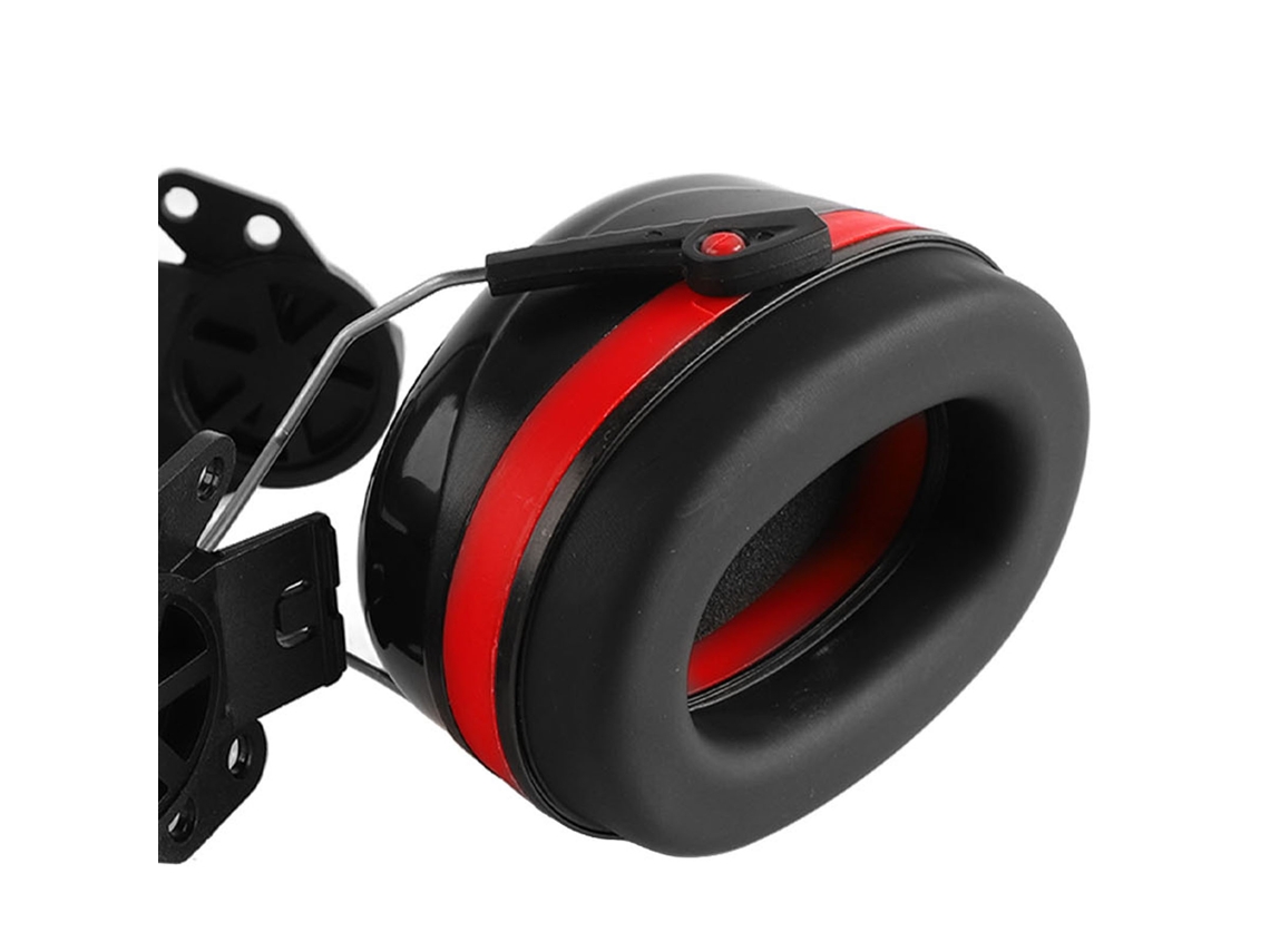 2 Protectores Auditivos Telescópicos Ajustables Con Ángulo De Reducción De Ruido Para Casco De Seguridad, Color Rojo Y Negro.