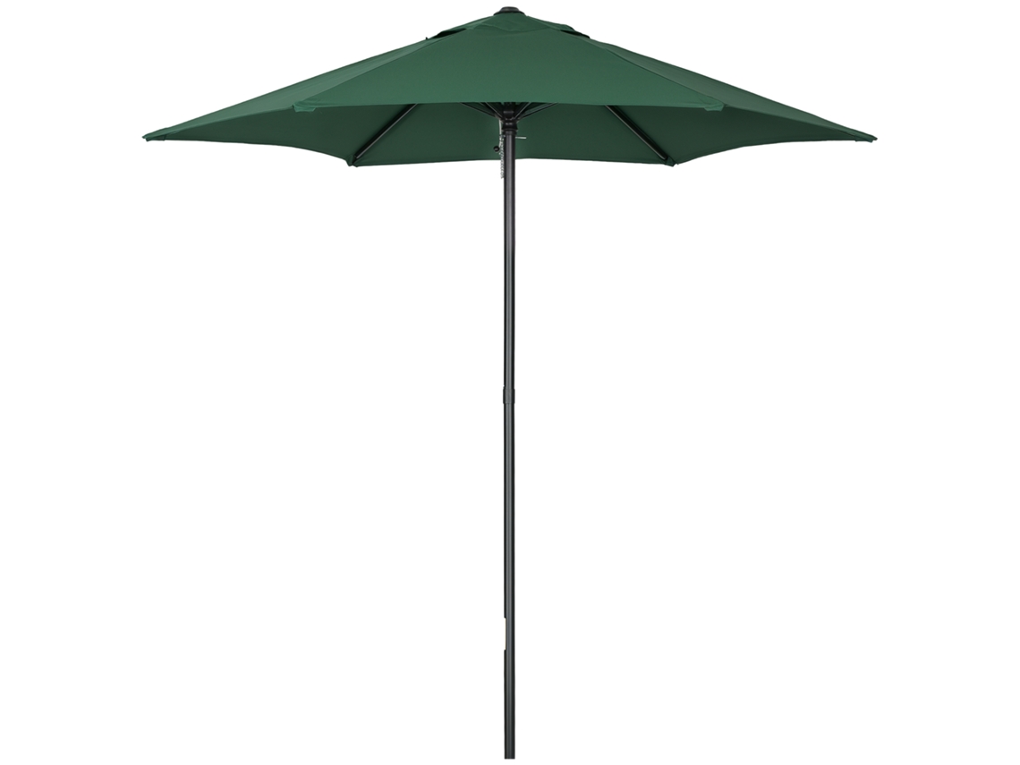 Sombrilla de patio, aluminio, techo ventilado, poste desmontable, impermeable, verde.