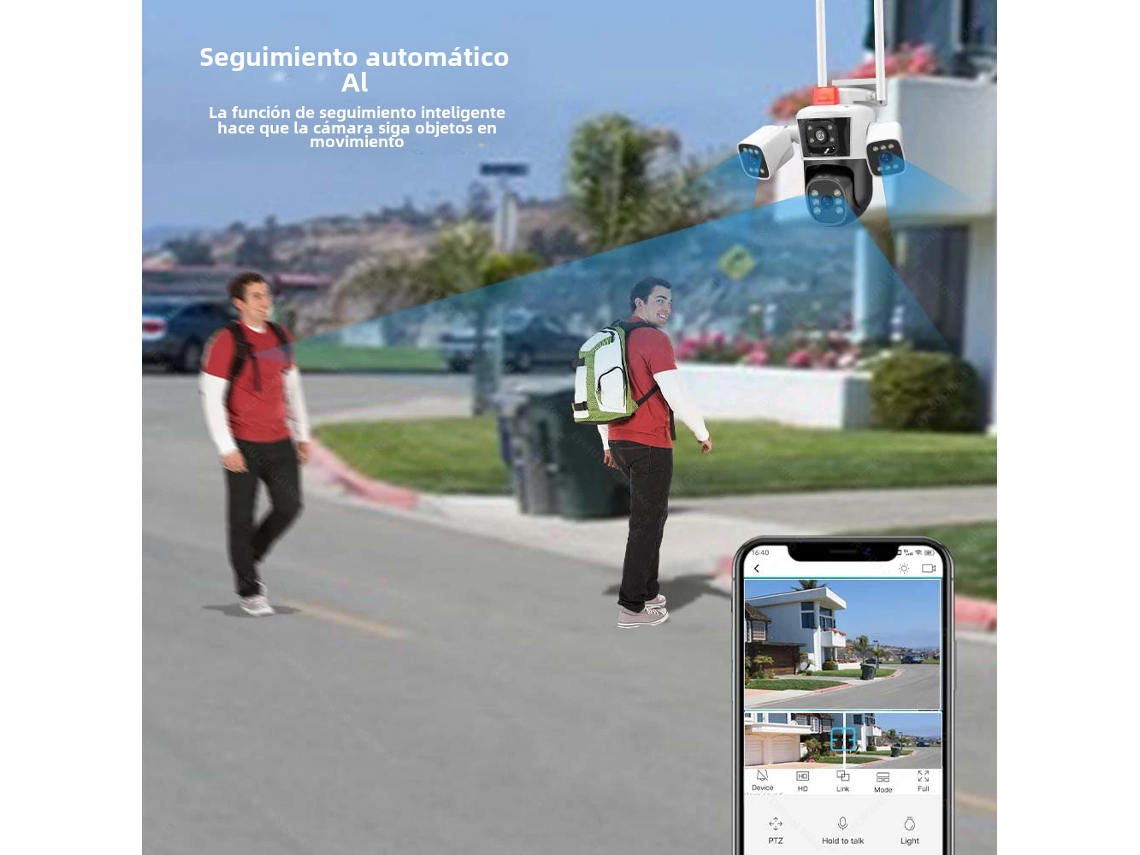Cámara de vigilancia IP Mdug de 16 MP, 8K, 128 GB de memoria, Wi-Fi, pantalla de tres lentes y zoom de 100°