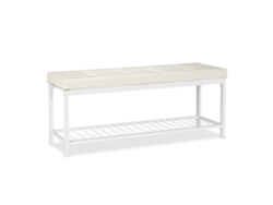 Relaxdays Banco Zapatero Xxl, Metal-piel Sintética, Blanco, 49 X 115 X 40 Cm