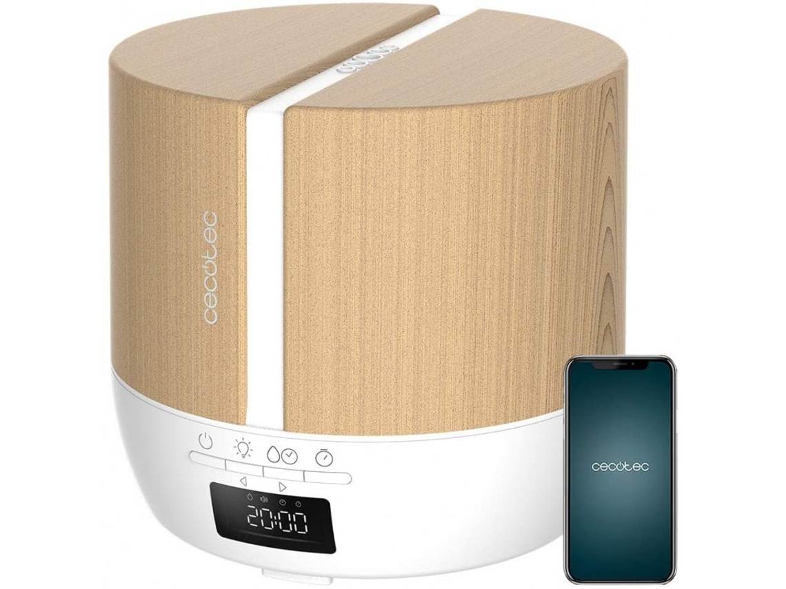 Cecotec Difusor De Aromas Purearoma 550 Connected White Woody. Capacidad 500ml, Pantalla Led, Altavoz, Control Por Bluetooth