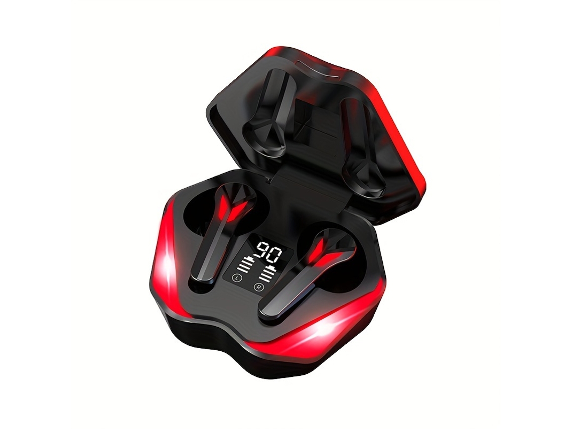 Auriculares inalámbricos Bluetooth digitales de baja latencia con efecto tela - Negro