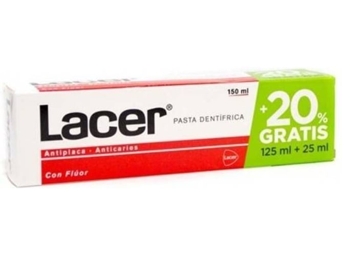 Pasta de dientes LACER Antiplacas Anticaries (125 ml + 25 ml Grátis)