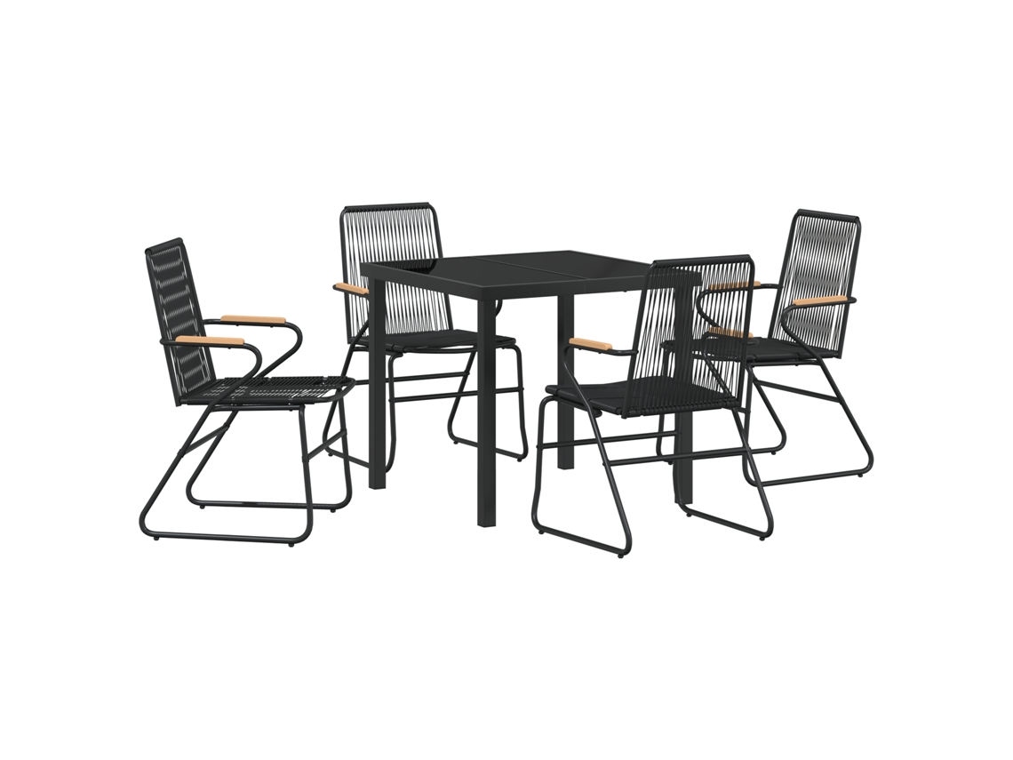 Conjunto de comedor de jardín Vidaxl de 5 piezas en ratán PVC negro