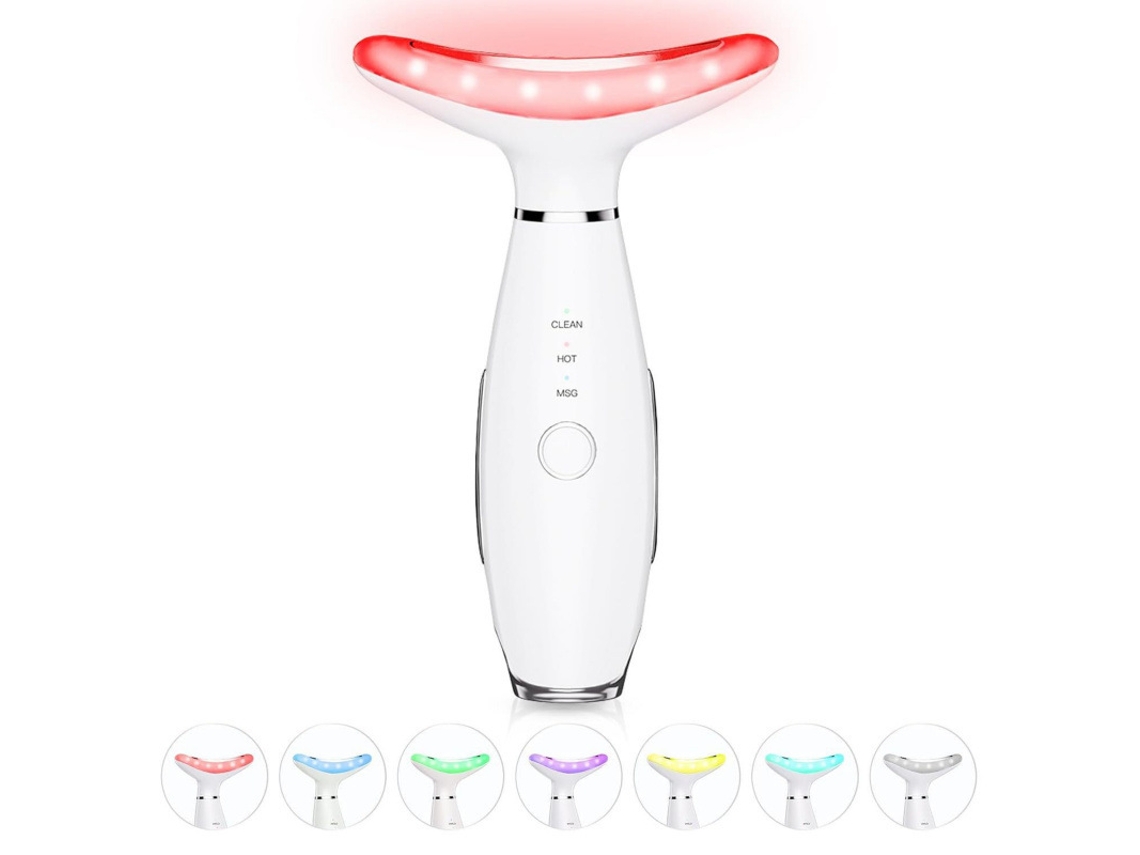 Dispositivo Facial 7 En 1 Con Función De Masaje Térmico Ajustable, Vibración, Masaje De Cuello Y Recargable, Ideal Para Tratamientos De Spa.