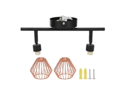 Kit De Iluminación De Riel Con 2 Cabezales Giratorios Para Montaje En Pared Y Techo Con Pantallas Tejidas.