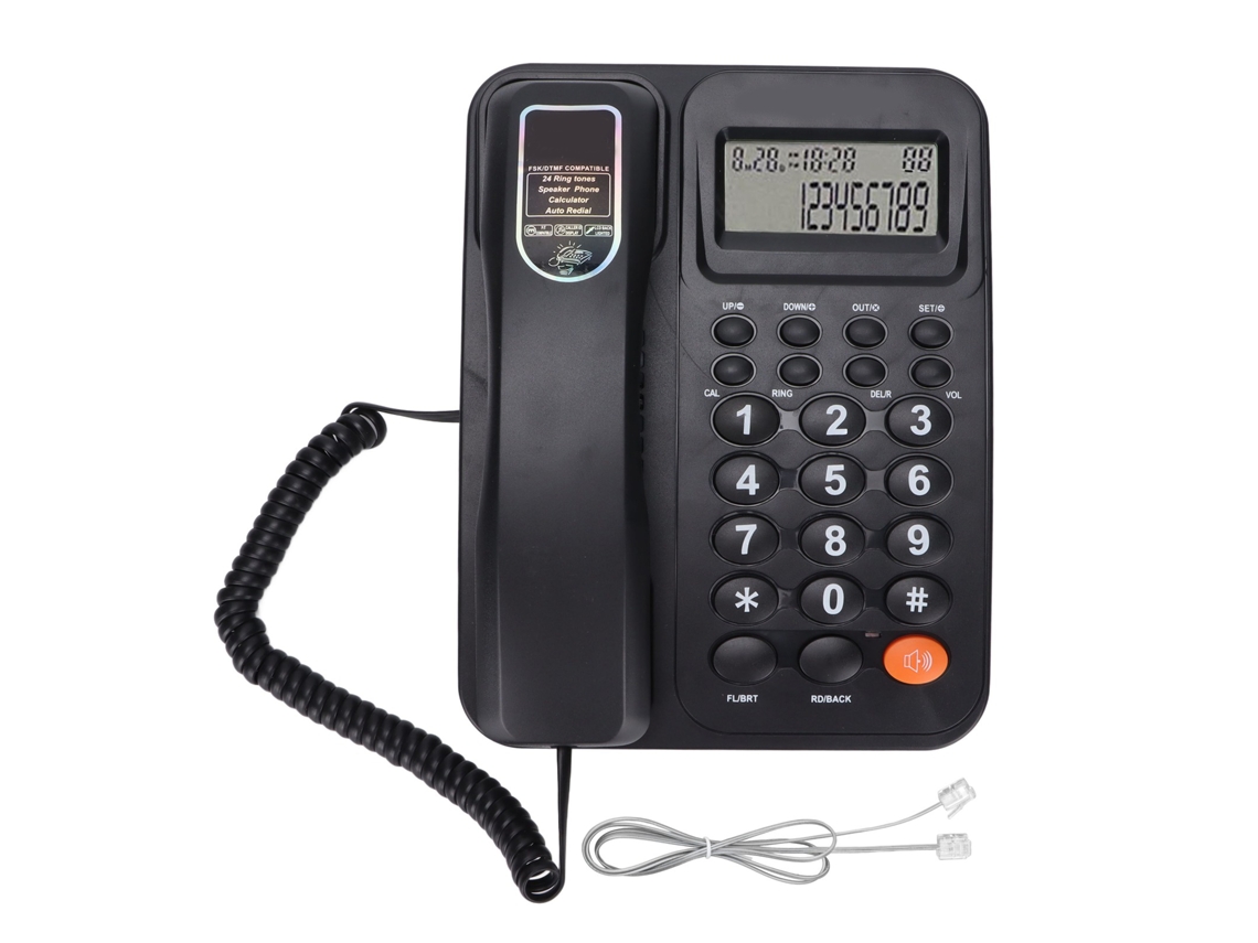 Teléfono fijo con volumen ajustable e identificador de llamadas